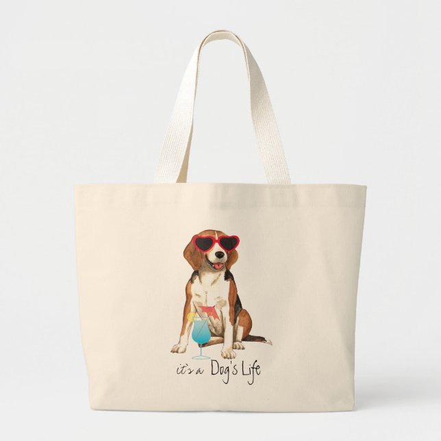 Summer Beagle Large Tote Bag (Front)