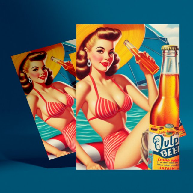 Summer Beer Pin-up Postcard (Creator Uploaded)