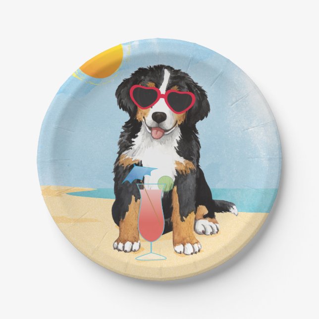Summer Bernese Mountain Dog Paper Plate (Front)