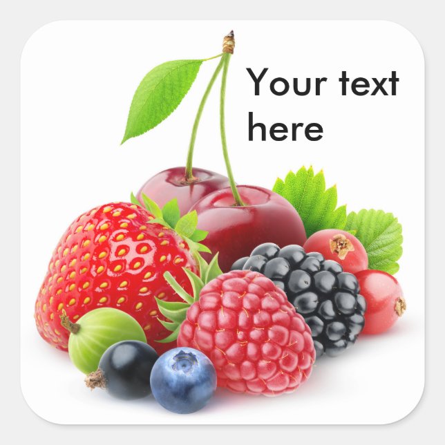 Summer berries square sticker (Front)