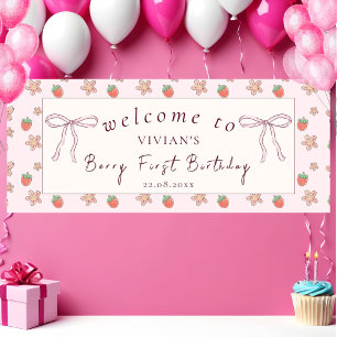 Summer Berry First Birthday Welcome Banner
