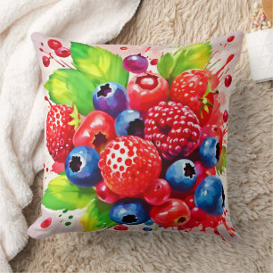 Summer Berry Splash Design Cushion