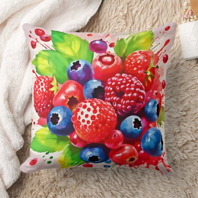 Summer Berry Splash Design Cushion (Blanket)
