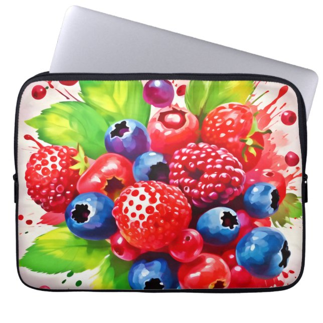 Summer Berry Splash Design Laptop Sleeve (Front)