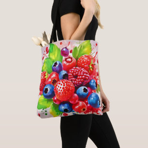 Summer Berry Splash Design Tote Bag
