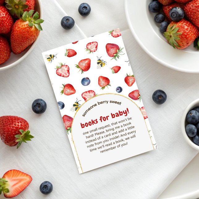 Summer Berry Sweet Baby Shower Books For Baby Enclosure Card (Summer Berry Sweet Baby Shower Books For Baby Enclosure Card)