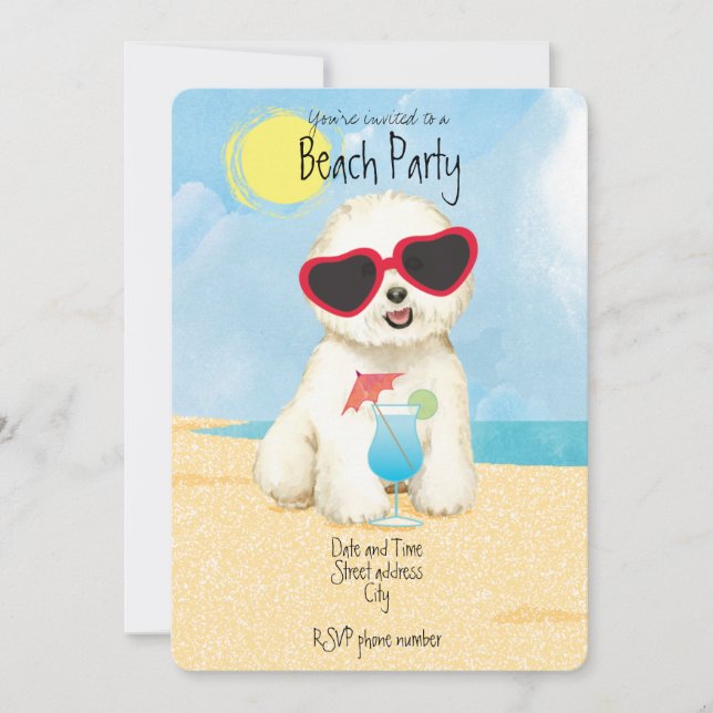 Summer Bichon Frise Beach Party Invitation (Front)