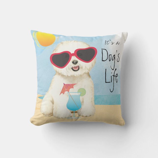 Summer Bichon Frise Cushion (Front)