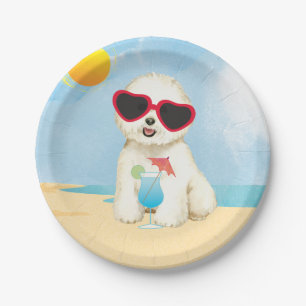 Summer Bichon Frise Paper Plate