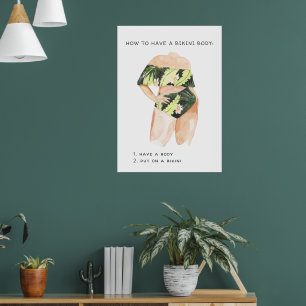 Summer Bikini Body   Watercolor Illustration Poster