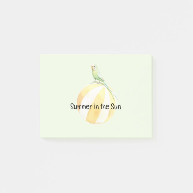 Summer Bird in the Sun Yellow Beach Ball Post-it Notes (Front)