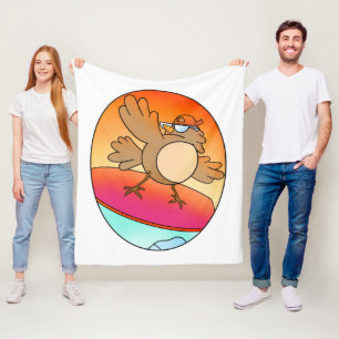 Summer Bird Surfer Fleece Blanket