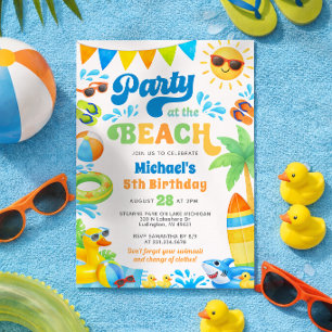 Summer Birthday Invitation for Boys - Beach Party