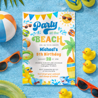 Summer Birthday Invitation for Boys - Beach Party