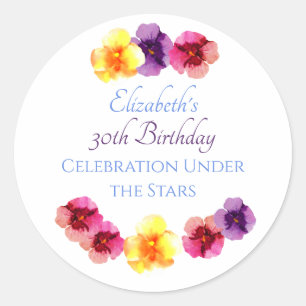 Summer Birthday Party Boho Floral Spring Birthday Classic Round Sticker