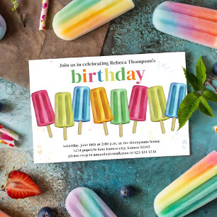 Summer Birthday Party Cute Popsicles Invitation