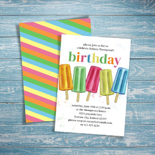 Summer Birthday Party Cute Popsicles Invitation
