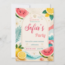Summer Birthday Party Invitation with Watermelon