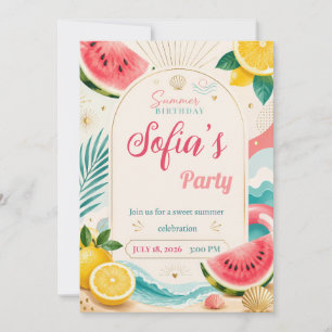 Summer Birthday Party Invitation with Watermelon