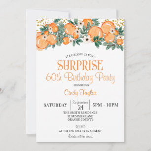 Summer Birthday Party, Orange Citrus 60th Birthday Invitation