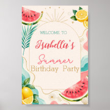 Summer Birthday Party Welcome Sign