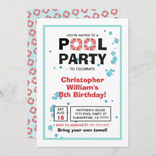 Summer Birthday Pool Party Invitation