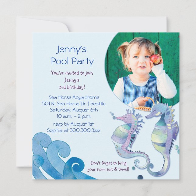 Summer Birthday Pool Party Photo Invitation (Front)