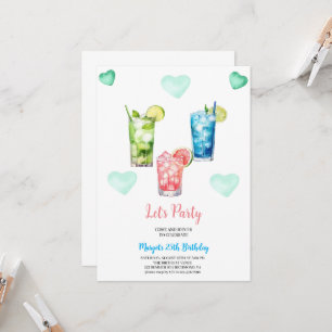 summer birthday tropical cocktails party  invitation