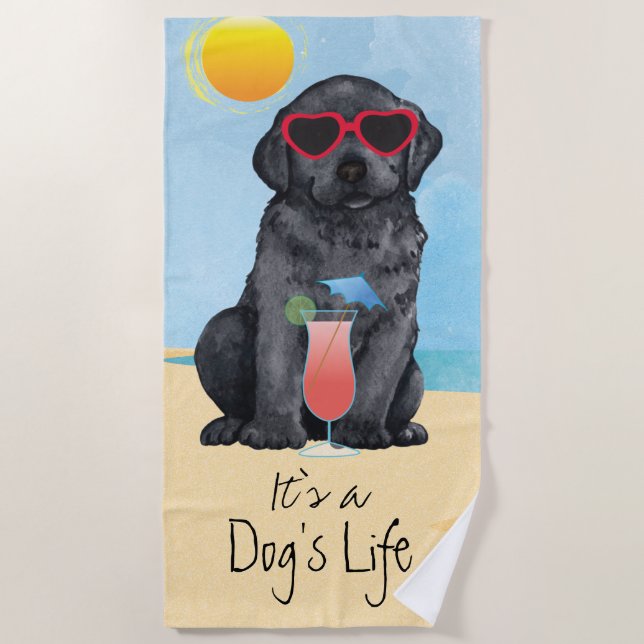 Summer Black Lab Beach Towel (Front)