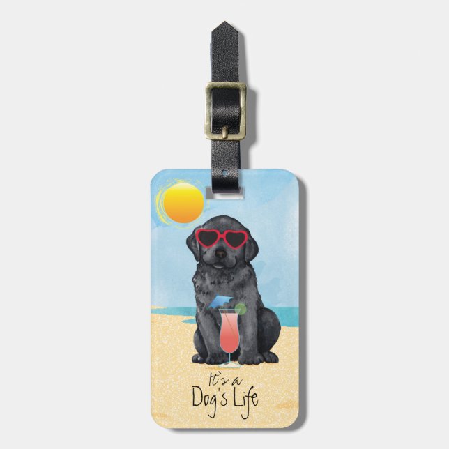 Summer Black Lab Luggage Tag (Front Vertical)