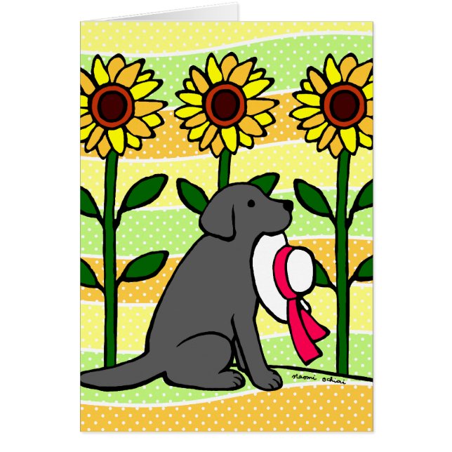 Summer Black Labrador with Sunflowers (Front)