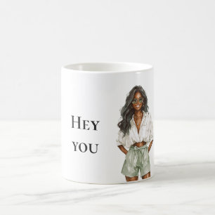 Summer Black Lady Hey You Quote Coffee Mug