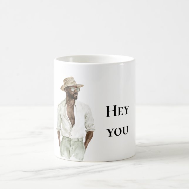 Summer Black Man Hey You Quote Coffee Mug (Center)