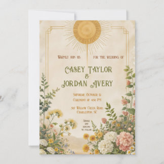 Summer Bloom Wedding Invitation Vintage Floral