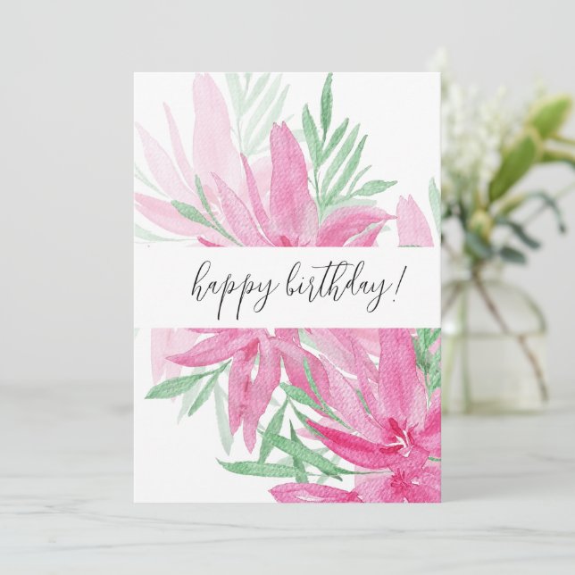 Summer Blooming Pink Floral Watercolor Art (Standing Front)