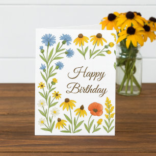 Summer Blooms Birthday Wishes  Card