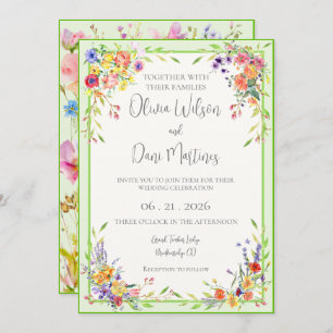 Summer Blooms Floral Wedding Invitation