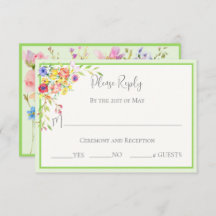 Summer Blooms Floral Wedding RSVP Card