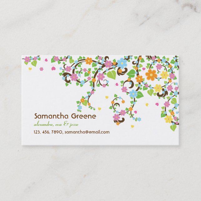 Summer Blooms Mummy Calling Card (Front)