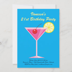 Summer Blue 21st Birthday Party Invitation