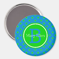Summer Blue and Green Polka Dot Monogram