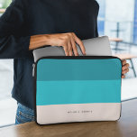 Summer Blue Beach Vibe Horizontal Stripe Laptop Sleeve<br><div class="desc">The summer blue beach vibe horizontal stripe laptop sleeve perfect for fresh and ocean colour palette lovers person.  Give your laptop sleeve look a beach feel.</div>