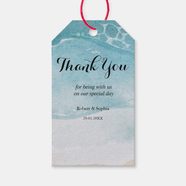 Summer Blue Beach Wedding Gift Tag (Front)