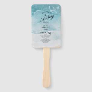 Summer Blue Beach Wedding  Hand Fan