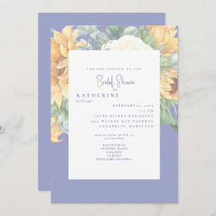 Summer Blue Elegant Sunflower Tuscan Bridal Shower Invitation