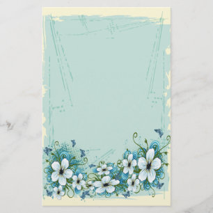 Summer Blue Floral & Butterflies Stationery