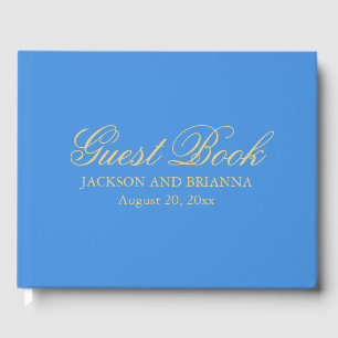 Summer Blue & Gold Personalised Wedding Guest Book