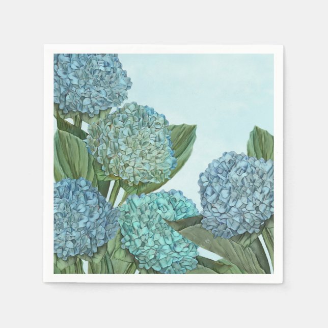 Summer Blue Hydrangea Bouquet Napkin (Front)