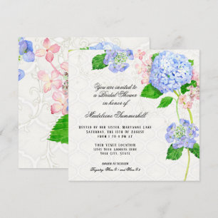 Summer Blue Hydrangea Watercolor Bridal Shower Invitation