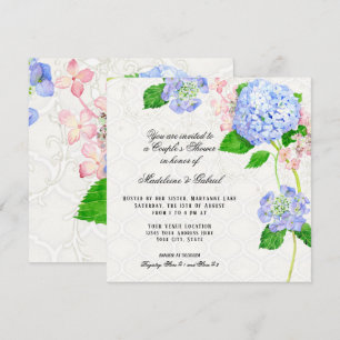 Summer Blue Hydrangea Watercolor Couples Shower Invitation